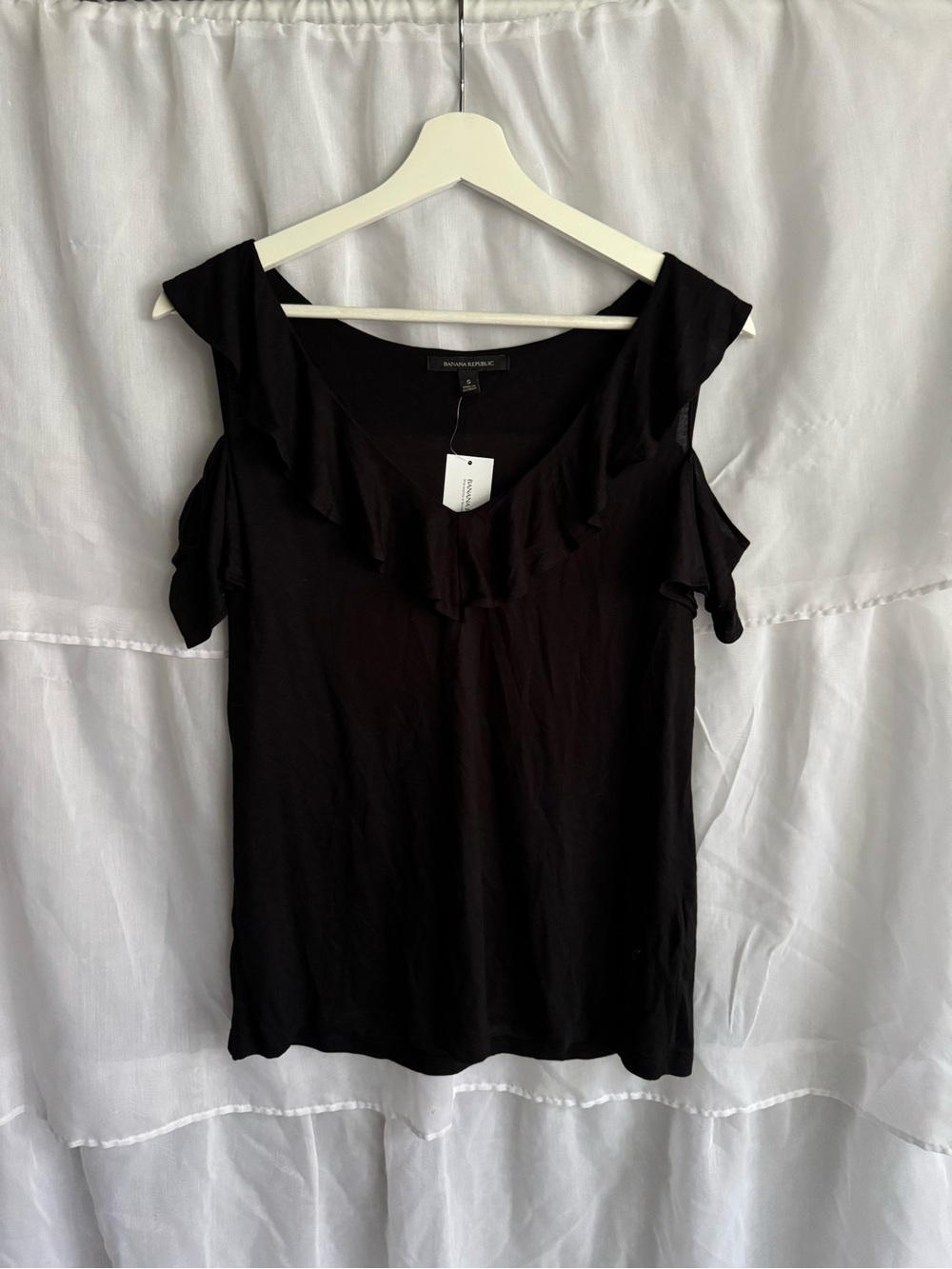 Banana Republic Short Sleeve Cold-Shoulder Ruffle Tank Top